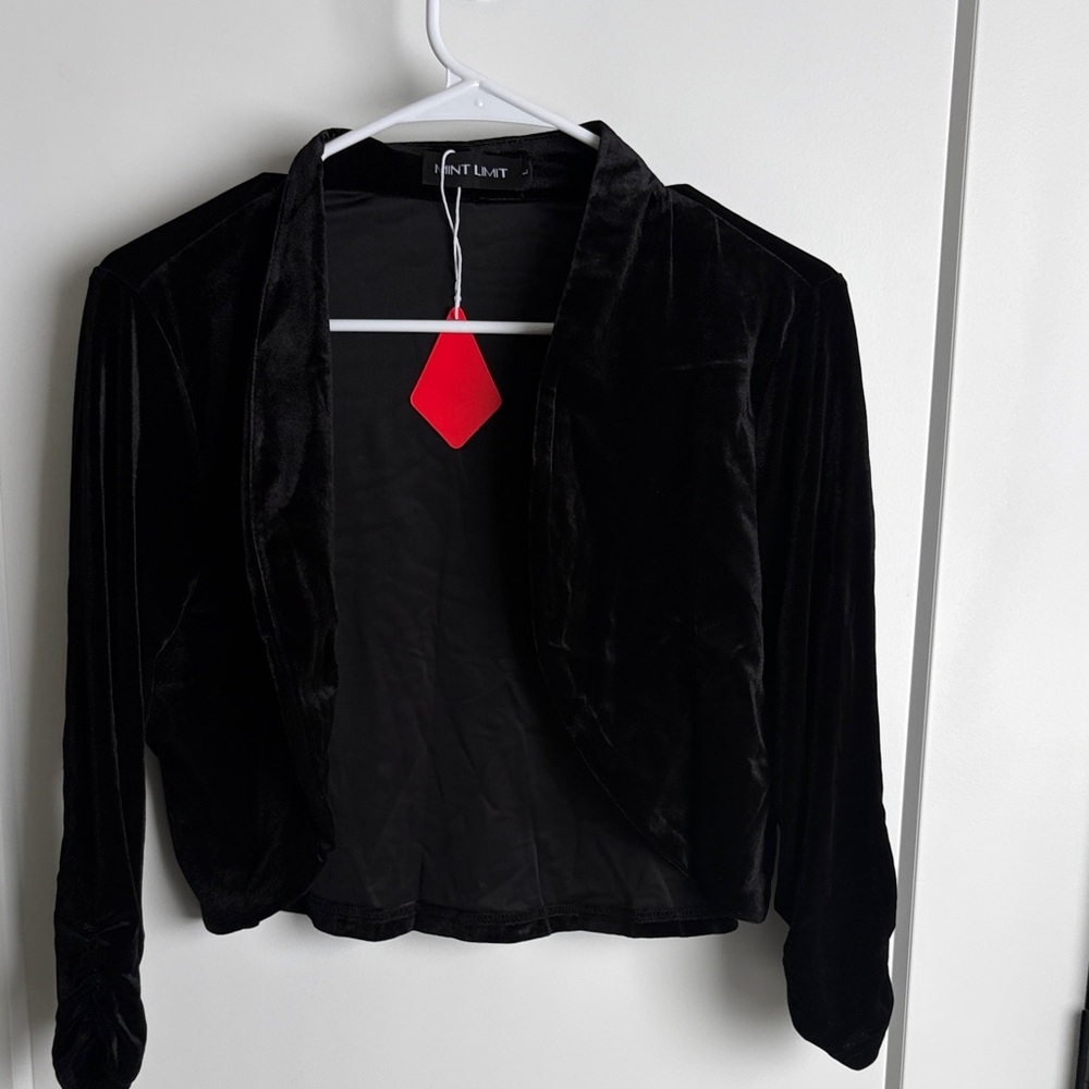 Chic Black Velvet Blazer by Next Level Apparel